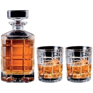 Premium Luxe Crystal Glass 3 Piece Whisky Decanter Set Size 700ml/300ml by Cellar