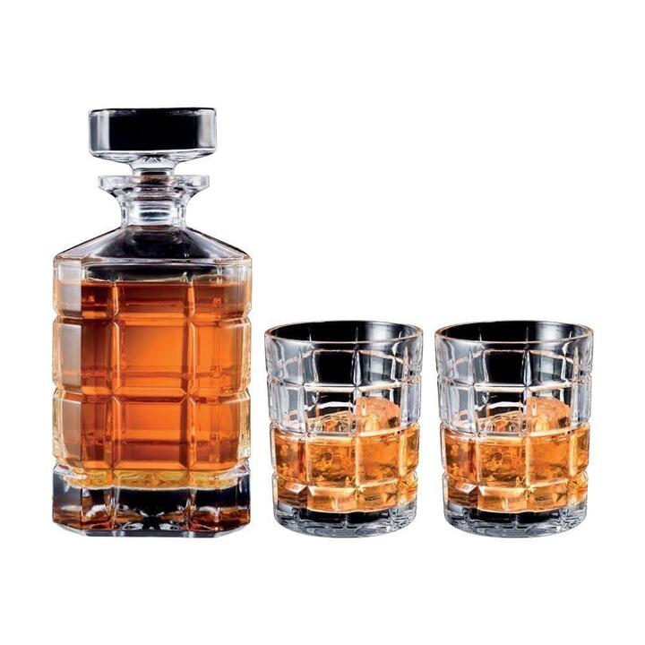Premium Luxe Crystal Glass 3 Piece Whisky Decanter Set Size 700ml/300ml by Cellar