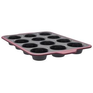 Professional Bake 12-Cup Non-Stick Silicone Muffin Pan Size 36X26X3.5cm by Soffritto