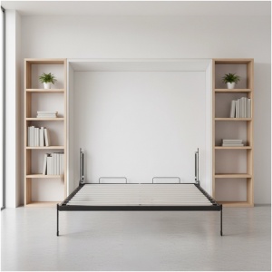 Queen DIY Wall Bed Hardware Kit with Black handle to Frame & Mechanism for Custom Build