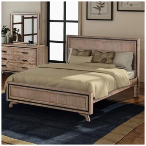 Queen Size Silver Brush Bed Frame in Acacia Wood Construction
