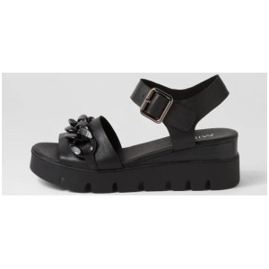 Reliks Black Leather Sandals