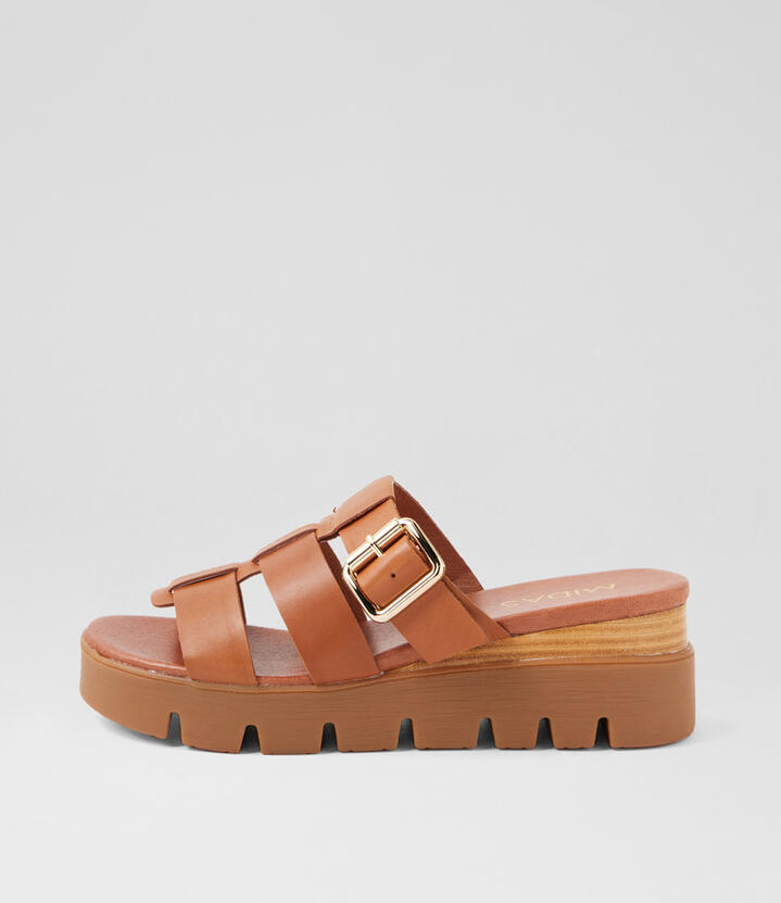 Rhodes Dark Rum Toffee Leather Sandals