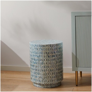 Rhodes Shell Inlay Stool / Bedside Table