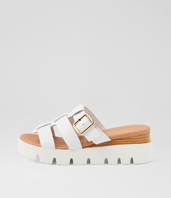 Rhodes White Leather Sandals