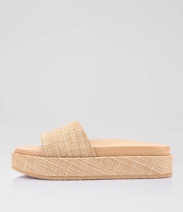Romy Natural Raffia Slides