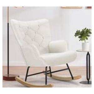 Roofa Boucle Rocking Chair White 1 Seater