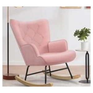 Roofa Velvet Rocking Chair Pink 1 Seater
