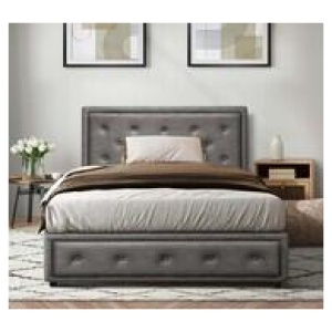 Rowynn King Single Gas Lift Bed Frame With Storage Grey