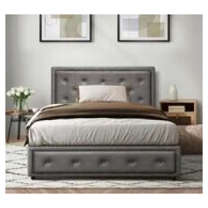 Rowynn King Single Gas Lift Bed Frame With Storage Grey