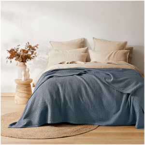 Sebastian Waffle King Blanket Slate Blue