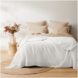 Sebastian Waffle King Blanket White