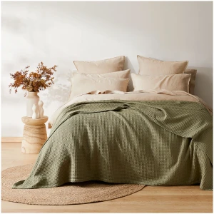 Sebastian Waffle Single Blanket Olive Green