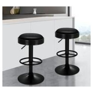 Set Of 2 Aracelis Bar Stools Black 2 Seater