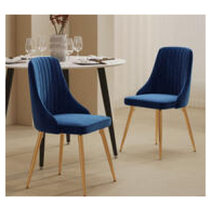 Set Of 2 Arjen Velvet Dining Chairs Blue