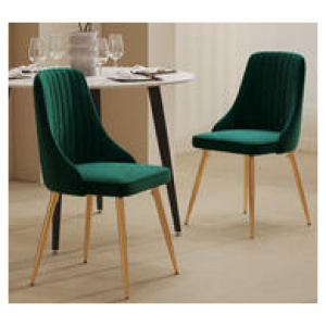 Set Of 2 Arjen Velvet Dining Chairs Green