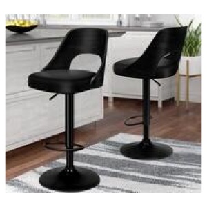 Set Of 2 Aylan Bar Stools Black 2 Seater