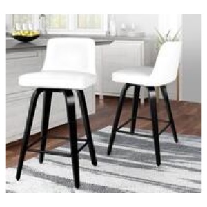 Set Of 2 Azen White Black Bar Stools Black 2 Seater