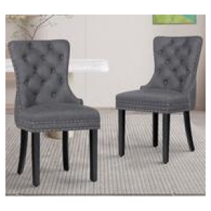 Set Of 2 Bahan Fabric Dining Chair Grey