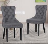 Set Of 2 Bahan Fabric Dining Chair Grey