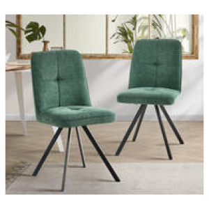 Set Of 2 Dezzie Linen Dining Chair Set Green