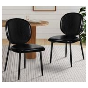 Set Of 2 Lazare Pu Dining Chair Black