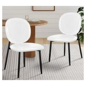 Set Of 2 Lazare Pu Dining Chair White
