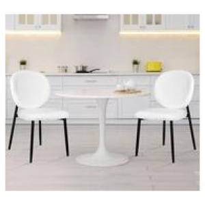 Set Of 2 Lazare Sherpa Dining Chair White