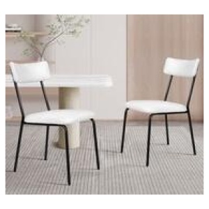Set Of 2 Racian Sherpa Dining Chair White