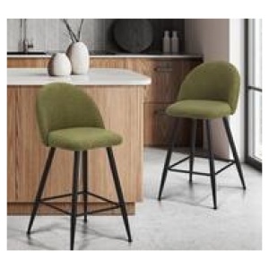 Set Of 2 Sevinc Green Bar Stools Olive