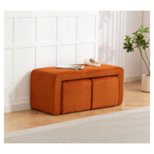 Set Of 3 Bamby Corduroy Ottoman With Footstools Orange