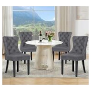 Set Of 4 Bahan Fabric Dining Chair Grey