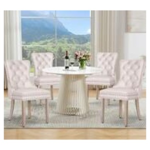 Set Of 4 Bahan Fabric Dining Chair Neutral