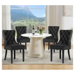 Set Of 4 Bahan Velvet Dining Chair Black