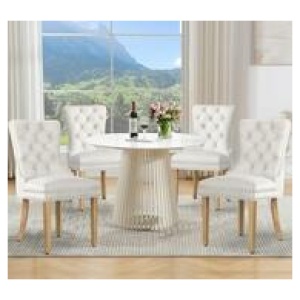 Set Of 4 Bahan Velvet Dining Chair Neutral