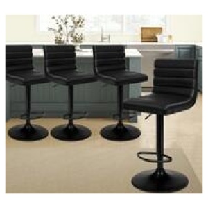 Set Of 4 Kariz Bar Stools Black 4 Seater