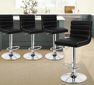 Set Of 4 Kariz Silver Bar Stools Black 4 Seater