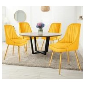 Set Of 4 Luster Dining Chair Yellow