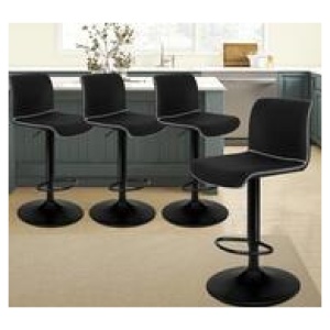Set Of 4 Roselyn Swivel Bar Stools Black 4 Seater