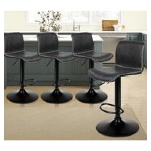 Set Of 4 Roselyn Swivel Bar Stools Grey 4 Seater