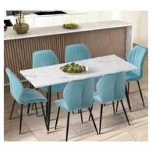 Set Of 6 Angie Dining Chairs Blue 6 Seater