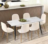 Set Of 6 Fely Dining Chairs Neutral 6 Seater
