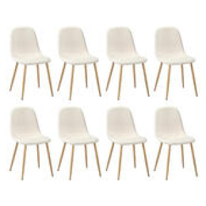 Set Of 8 Fely Dining Chairs Neutral 8 Seater