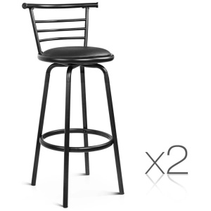 Set of 2 360° Swivel Bar Stool - Black