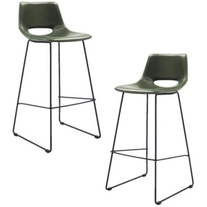 Set of 2 - Bernard Faux Leather Bar Stool - Dark Green by Interior Secrets - AfterPay Available