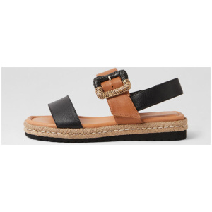 Shachar Black Dark Tan Leather Sandals