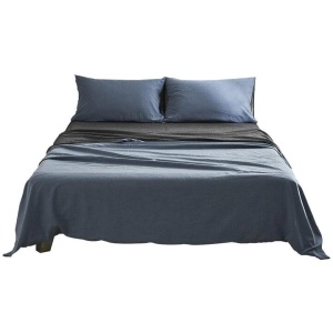 Sheet Set Cotton Sheets Single Blue Dark Grey