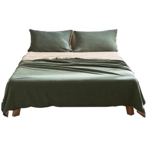 Sheet Set Cotton Sheets Single Green Beige