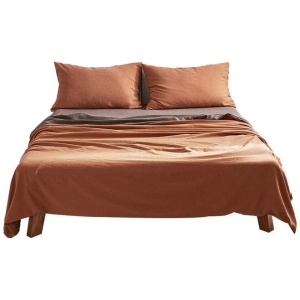 Sheet Set Cotton Sheets Single Orange Brown