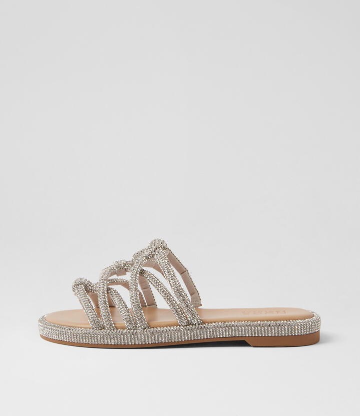 Sommer Silver Leather Slides